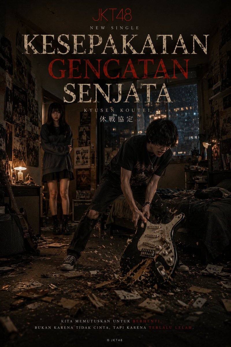Guidetti07's tweet photo. JKT48 Song Posters. 
Made with Chat GPT:
1. Only Today
2. Seventeen
3. Kebun Binatang Saat Hujan (Ame no Doubutsen) 
4. Kesepakatan Gencatan Senjata (Kyusen Kyotei). https://t.co/JBpwUUxcHB
