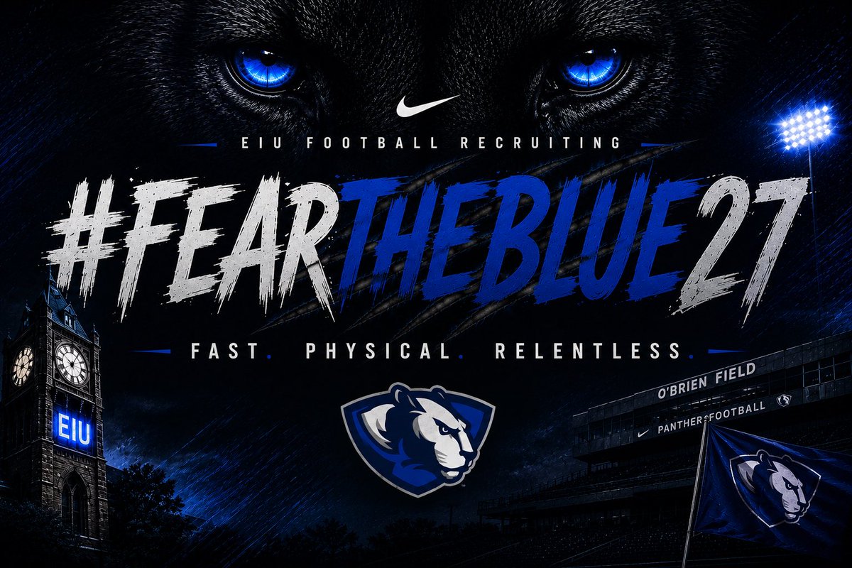 EIU_FBRECRUIT's tweet photo. Looking for some playmakers to be apart of our #FEARTHEBLUE27 class‼️

Think you’re who we’re looking for?

Then come to camp this summer and get evaluated by our staff‼️

https://t.co/v2ZjOPbvOp https://t.co/R6hcYs56GJ