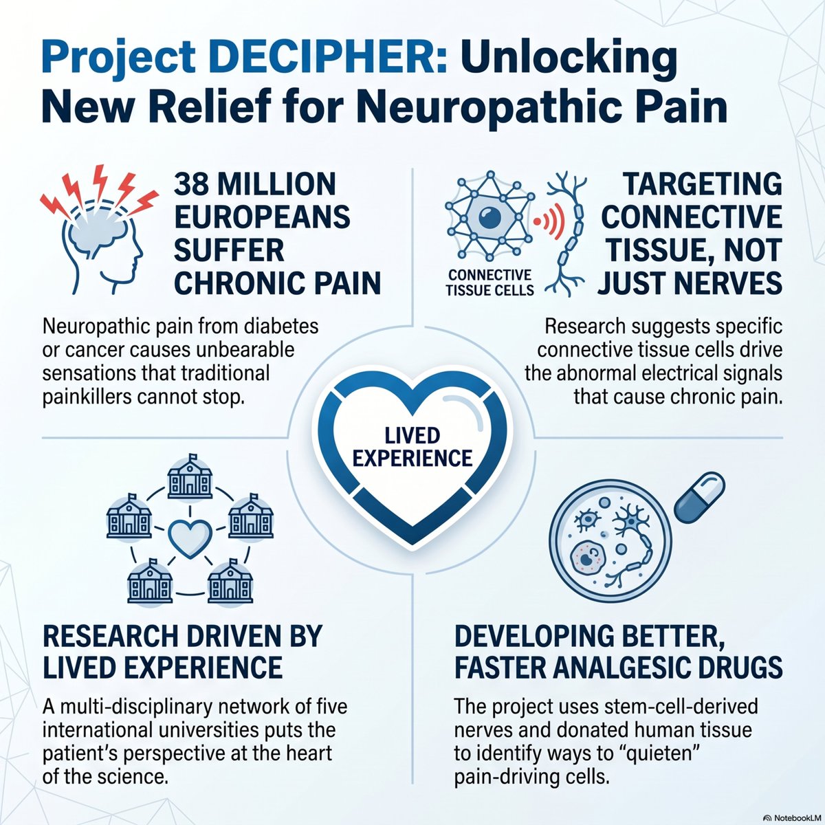 EraNeuron's tweet photo. Spotlight: DECIPHER, a multinational project! 👏  Together with F. Denk &amp; an international team, they investigate how a specific connective tissue cell drives severe, hard-to-treat nerve pain. 
Find out more in our newsletter 👇https://t.co/HhdwkcFTAF https://t.co/Bm9U1ByVfC