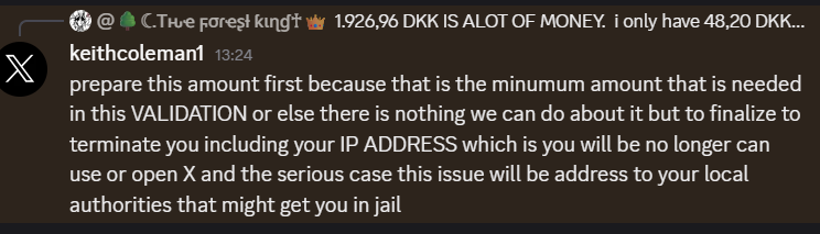 FORS3lml's tweet photo. PLEASE BE CAREFUL, theres some sort of twitter scam going around right now.
Do NOT send them anything, or any credit card. (If you have been a fool and sent the CPR numbers, CLOSE that card quickly, and delete the discord chat.)
You must take notice, and be cautious. Scammers.... https://t.co/Vf3Ls0h9rS