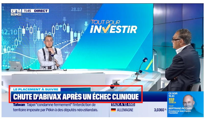 CesarCocq's tweet photo. @bfmbusiness @ALarigaudrieBFM
$ABVX
Ce n'est pas un échec clinique : l'essai ABTECT est une réussite (~51% rémission vs 10% placebo). 
La chute vient d'un signal de sécurité. Deux choses très différentes. https://t.co/ShGOevH1cA