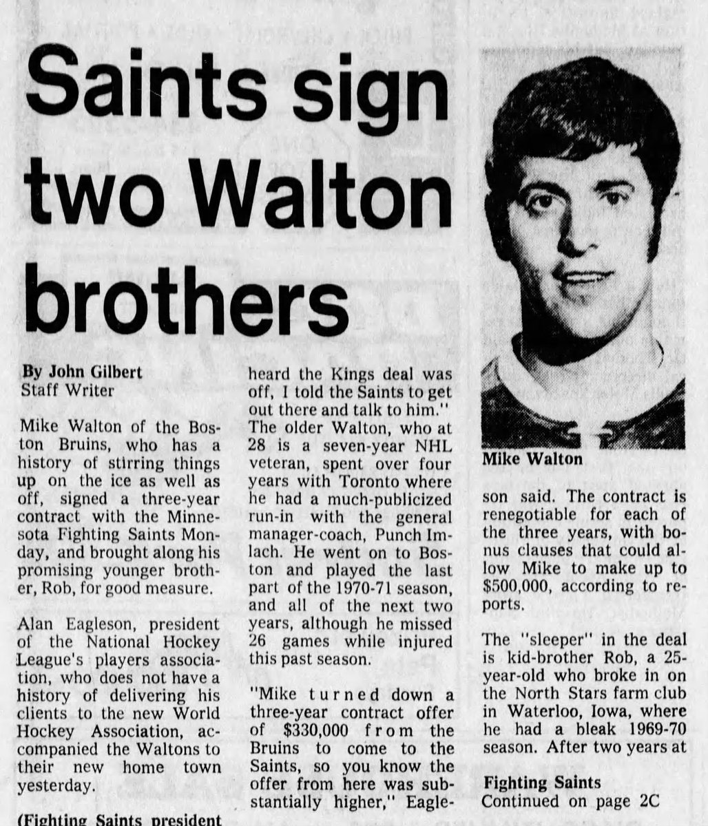 WHENESOTA's tweet photo. Fun Fact: #OTD in 1973 the Minnesota Fighting Saints sign Mike “Shakey” Walton and his brother Rob. #ASlapShotInTime https://t.co/QcCDvXwUvj https://t.co/pagHti6oBE