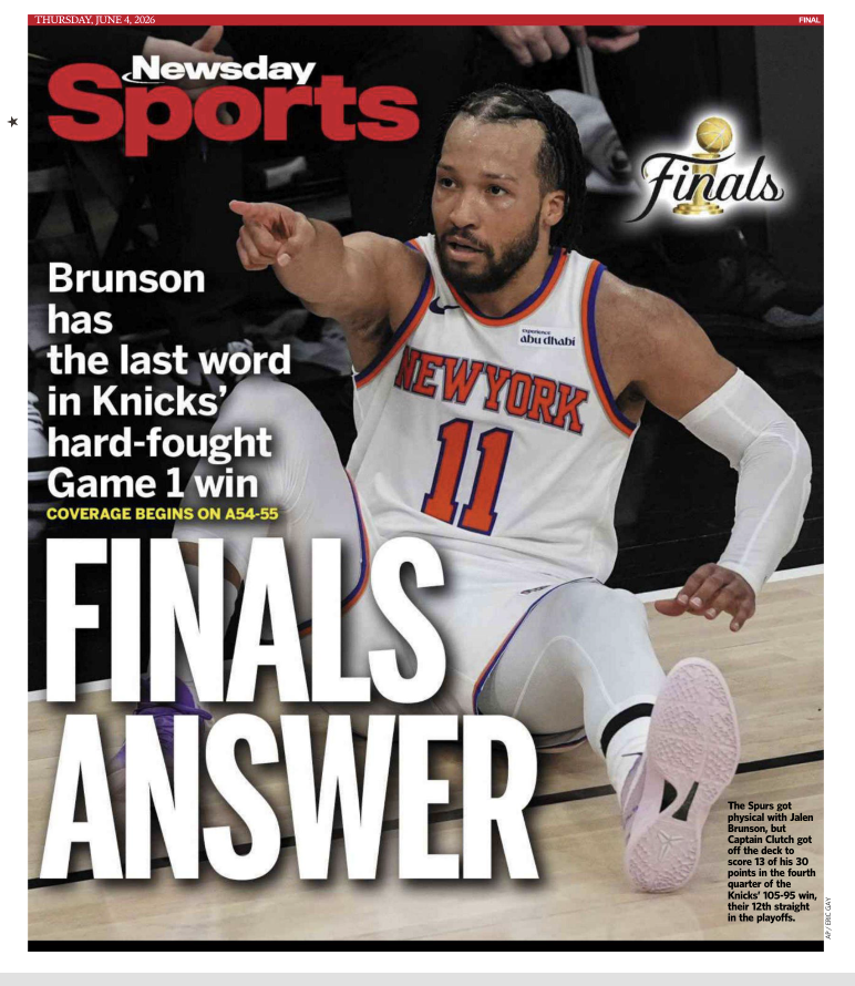 StevePopper's tweet photo. Back page of @NewsdaySports https://t.co/z7itP3Z1T4
