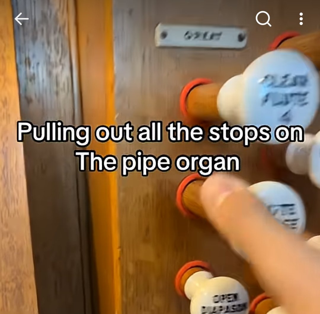facetedcarapace's tweet photo. I just learned the origin of the phrase "pulling out all the stops" comes from the world of pipe organs https://t.co/MaCxIDMIva