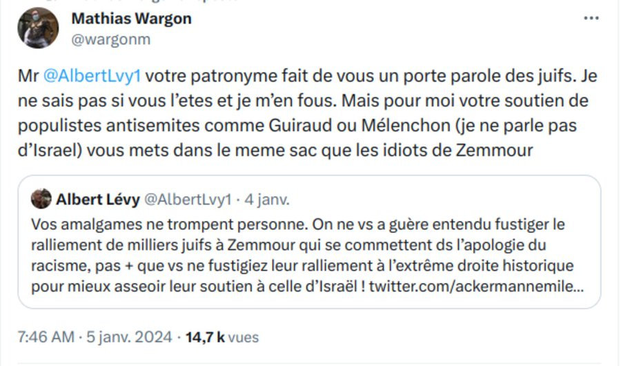 electractu's tweet photo. @le_Parisien @wargonm Wargon passe son temps à insulter tout ce qui ne pense pas comme lui : https://t.co/Ch2UREzj2I https://t.co/uUGDMhXrOA