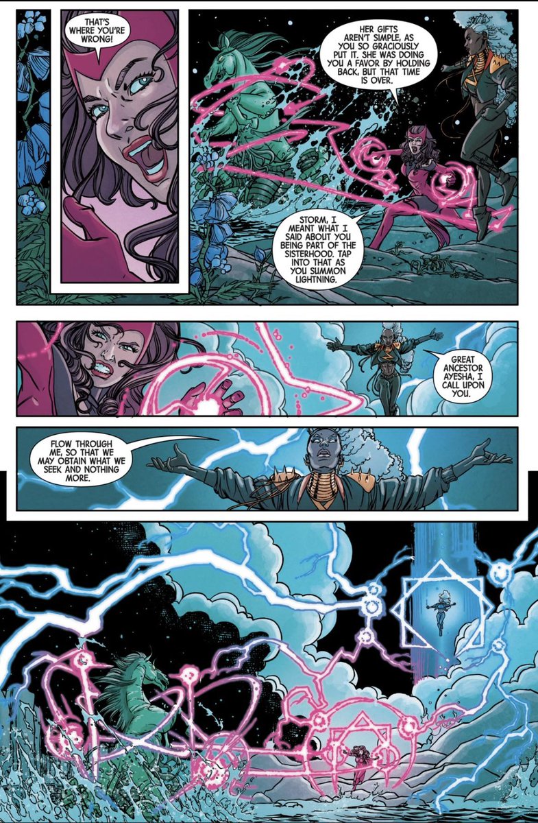 Termite40's tweet photo. @Jinxxxkid I personally believe that all forms of magic can be beneficial. Most have similar basic spells like lighting a campfire, for example. I think of Bruce Lee's philosophy of never limiting yourself to 1 fighting style. Plus, Wanda has shown that she can adapt to what works for Storm https://t.co/VcHeyUDZzk