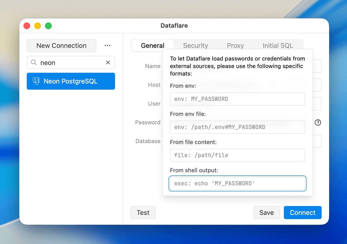 DataflareApp's tweet photo. Starting with the next version, you will be able to load passwords from an external source instead of storing them in Dataflare. https://t.co/sDgrz3qj5j