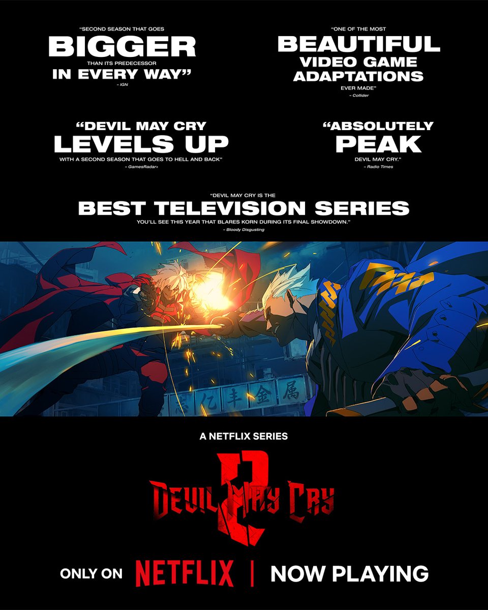 netflix's tweet photo. Jackpot. DEVIL MAY CRY will return for its third and final season, coming soon to Netflix. https://t.co/si2tAE5ou0