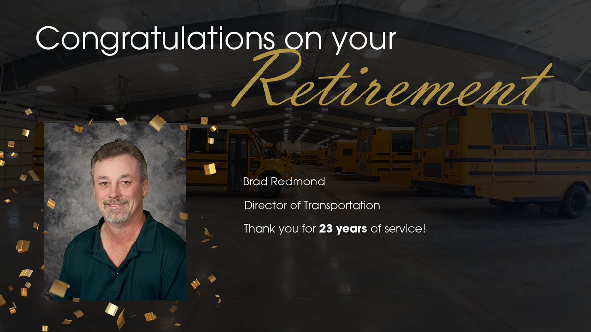 WFPSchools's tweet photo. Join us each weekday for the next several weeks as we celebrate each staff of our 2026 retirees! We are incredibly thankful for each of them and their time and dedication to our learners and our community. 
Today, join us in thanking Brad Redmond, our Director of Transportation! https://t.co/JaCYFnlXQT