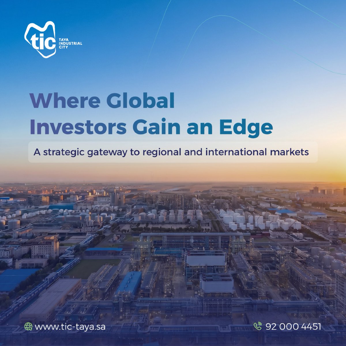 TIC__sa's tweet photo. TIC offers a strategic location and ready infrastructure, providing global investors with the momentum to launch with confidence and scale rapidly. #TIC

Invest with confidence and explore our website | https://t.co/x7ae3WGKQr https://t.co/PYGlBPm2lp