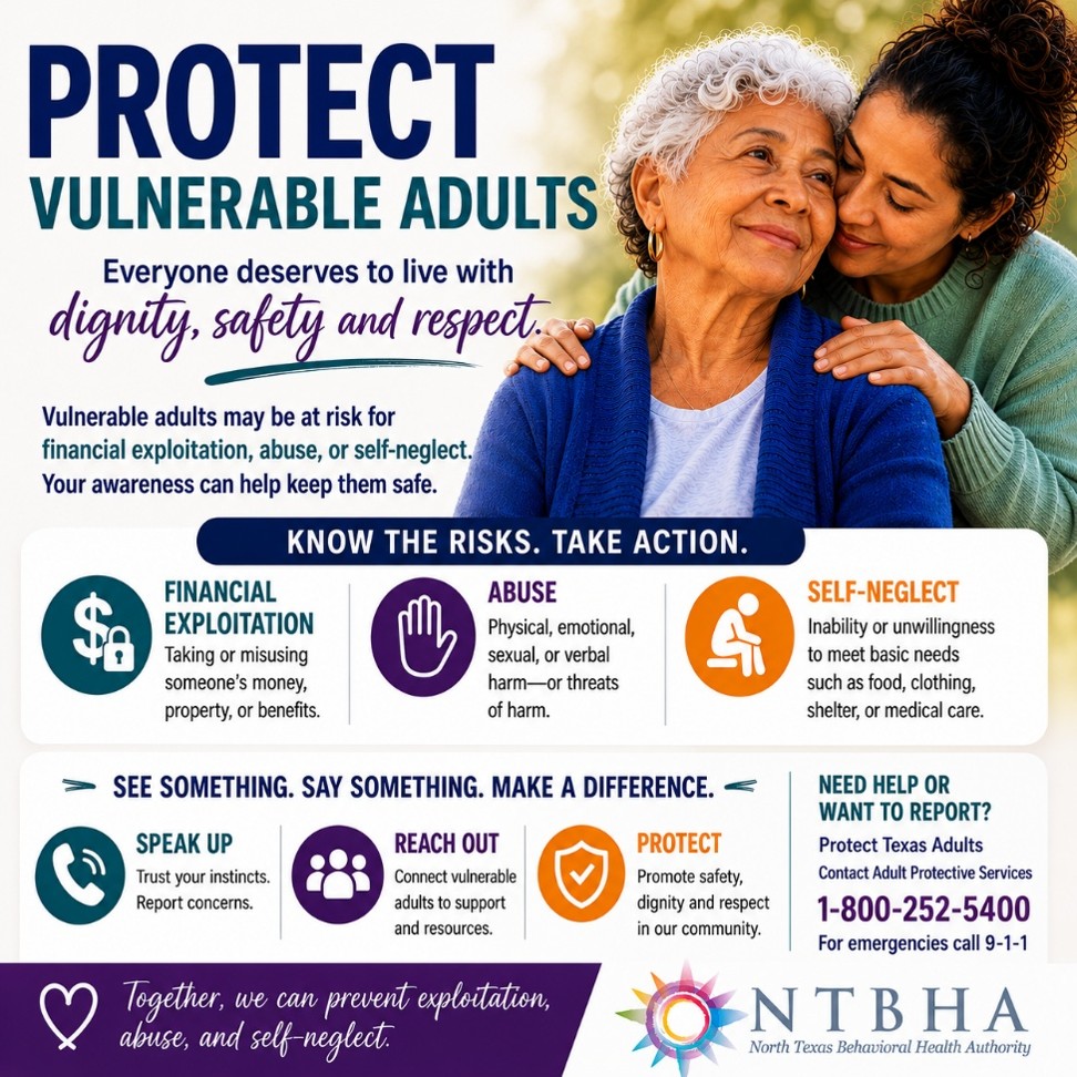 NTBHA6's tweet photo. Protecting vulnerable adults is everyone's responsibility! June is Elder Abuse Prevention Month, which helps us protect our Texas vulnerable adults from neglect. #NTBHA #NTBHA6
#ProtectTexasAdults #FinancialExploitation #StopElderAbuse #ElderAbuse
 #TexasElderCare #ElderRights https://t.co/hFzdCzKp1B