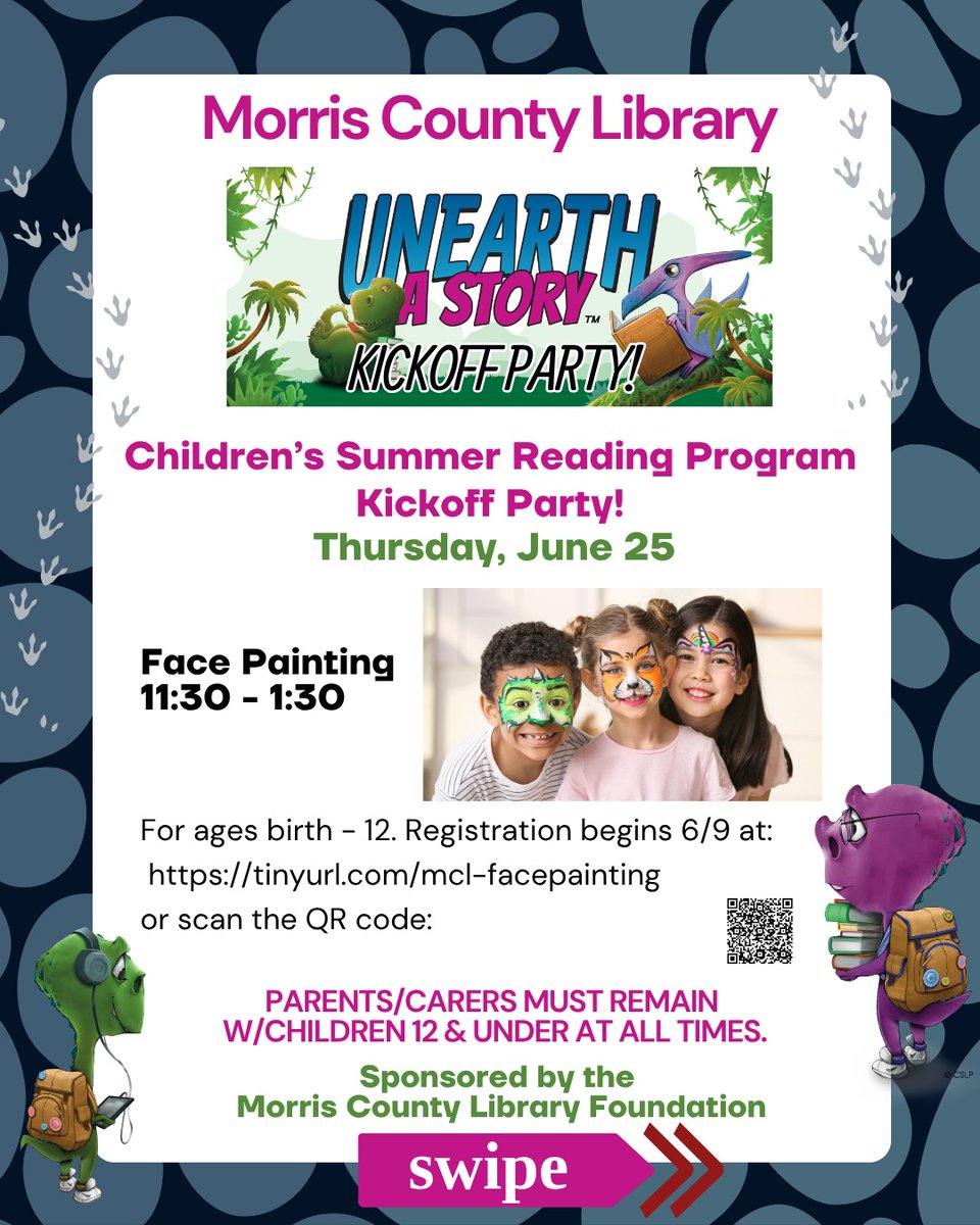 mclib's tweet photo. Our Children's Summer Reading Program Kickoff Party is coming up on June 25th!  There's face painting, a petting zoo, and a concert by the Little Rockers! For kids age 12 &amp; under. No registration for the petting zoo. Registration opens June 9 for face painting and concert. https://t.co/dkV2BeGUKz