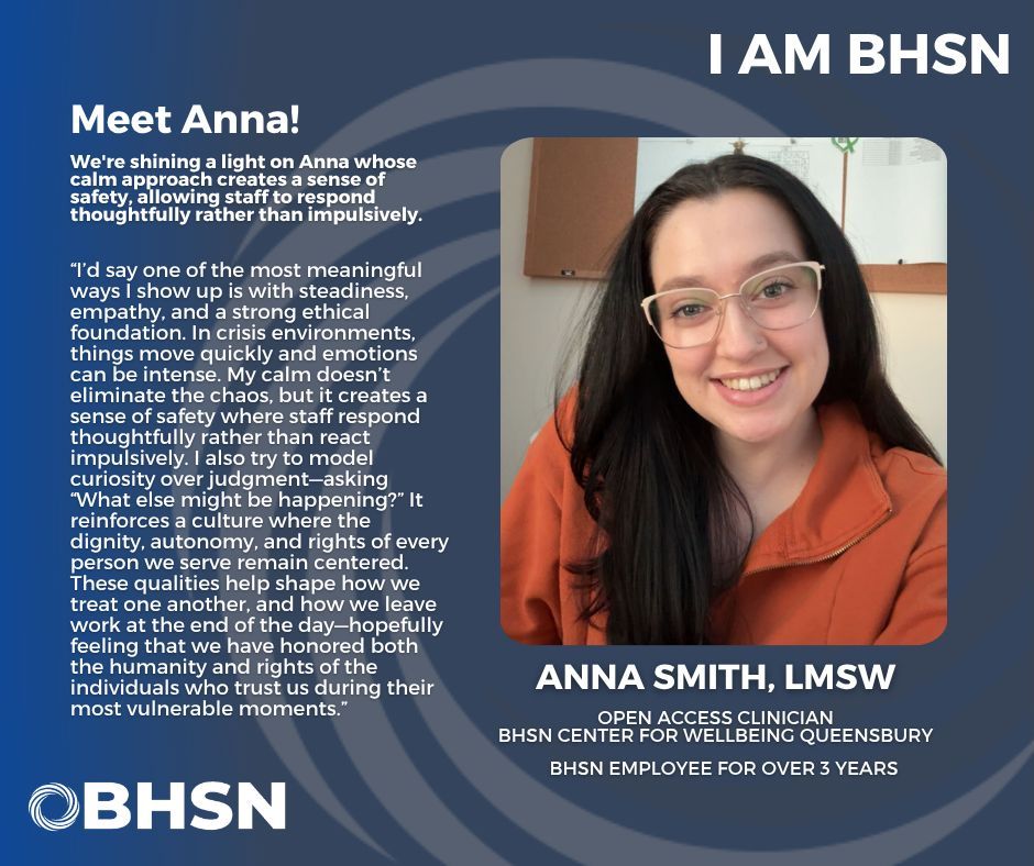 bhsn_ny's tweet photo. As a Senior Crisis Clinician serving Warren and Washington Counties, Anna provides the "quiet in the chaos" that allows for thoughtful, ethical care when emotions are at their peak.

#MentalHealth #Crisis #Queensbury https://t.co/xDrtkuFTng