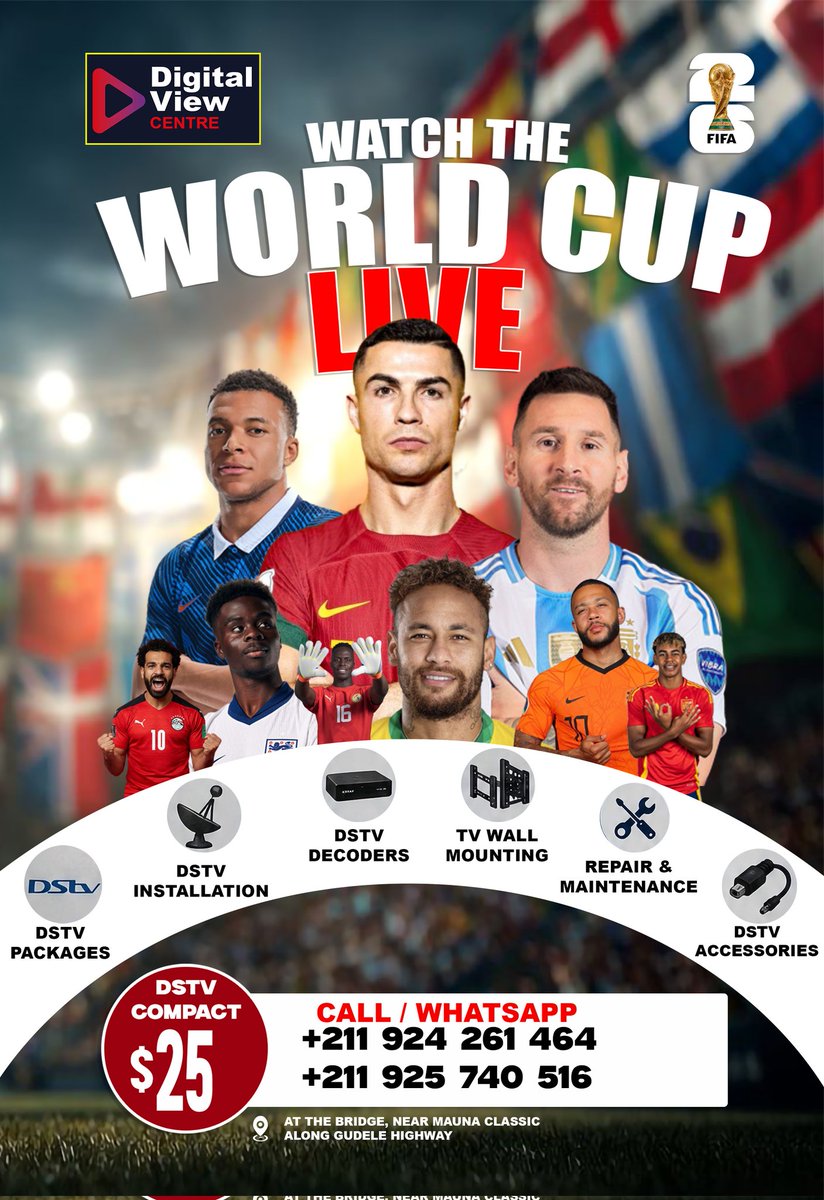 IAmSisi24's tweet photo. Connect with Digital View Centre today for all your DSTV needs.

Watch World Cup on compact for only 25$

Call or whatsapp: +211 924 261 464 (Office line)

#worldcup #DSTV #FIFAWorldCup https://t.co/GJUnyzxCDR