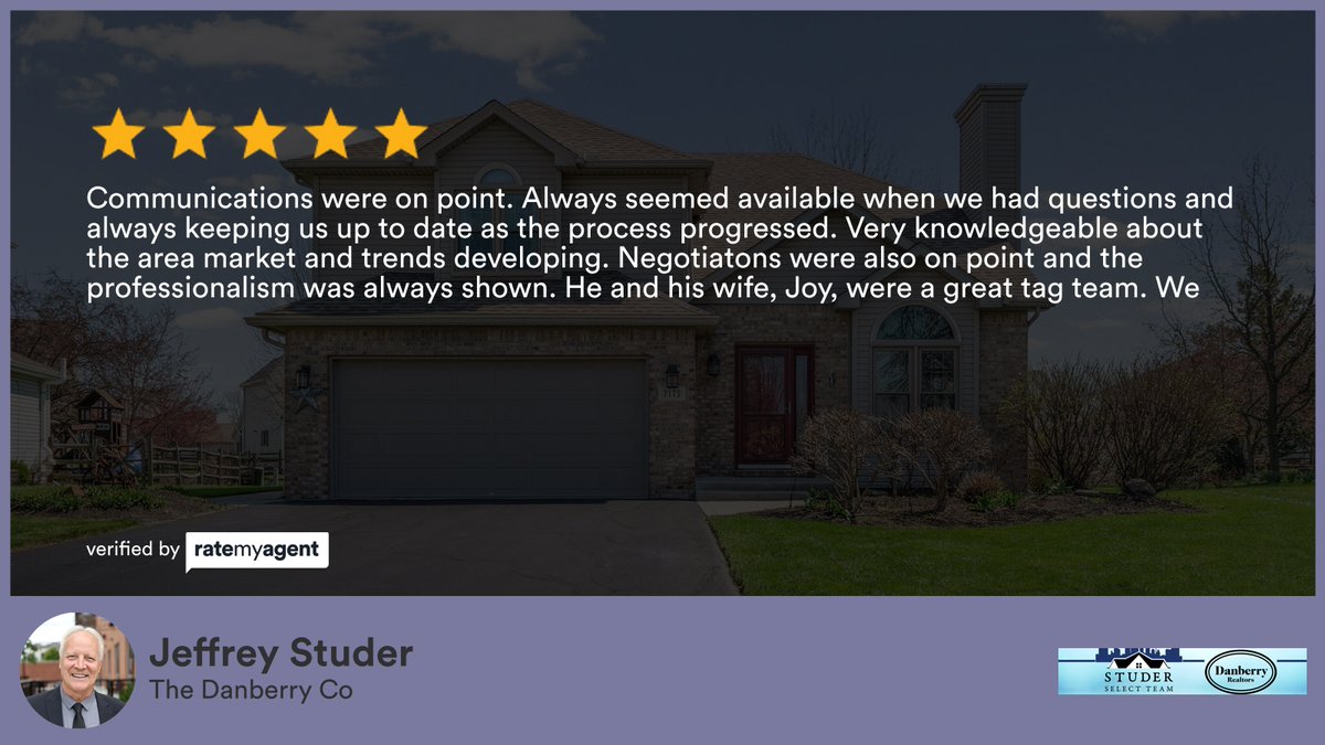 JstuderStuder's tweet photo. My latest RateMyAgent review in Perrysburg.
SAL 2013000484
https://t.co/o3jik1lPgl

...
#ratemyagent #realestate #The_Danberry_Co https://t.co/xT5GN7caPN