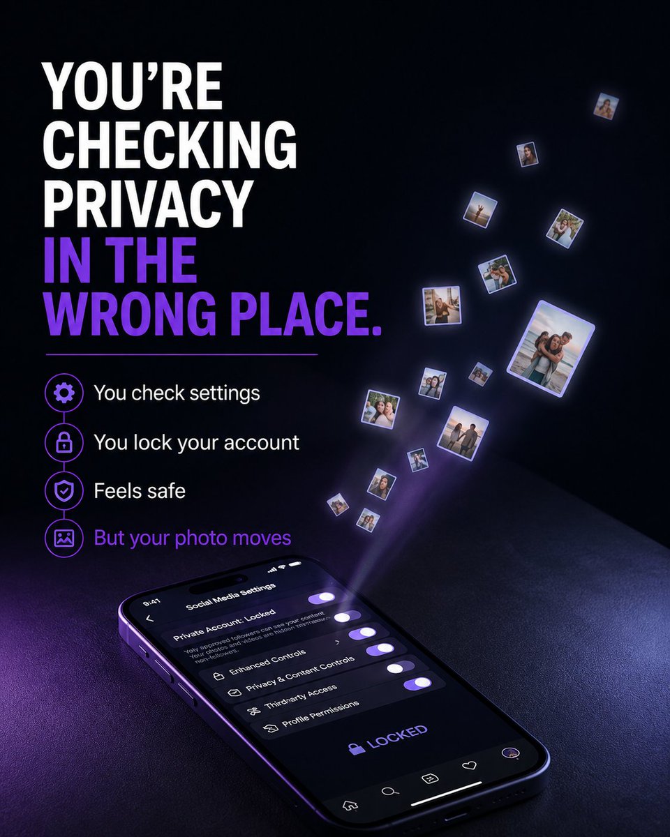 FaceGPTAI's tweet photo. You trust the settings you can see
But that’s not where the problem is
Once your photo is out
it can be saved
shared
and used somewhere else
You’re not checking that
#AI #OnlineSafety #privacyplease #DigitalFootprint #ReverseImageSearch https://t.co/ToFxeip2sb