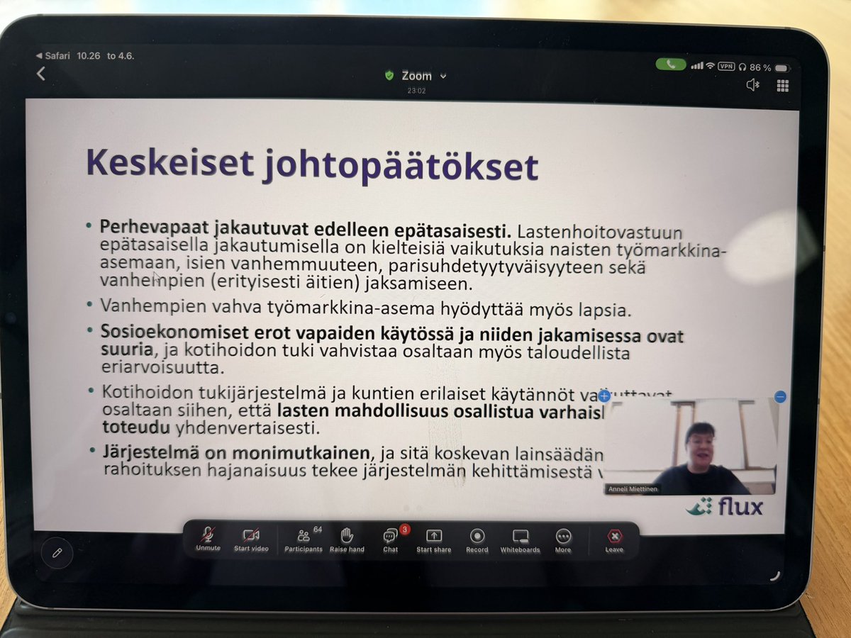 IlkkaOksala's tweet photo. STM:n järjestämässä webinaarissa tutkijat esittivät perhevapaita koskevat keskeiset johtopäätöksensä, jotka alla kuvassa.

Olen samaa mieltä näistä. @Elinkeinoelama esittää kotihoidon tuen lakkauttamista sekä perhevapaiden siirto-oikeuden poistoa https://t.co/uQ0QwMPbUq