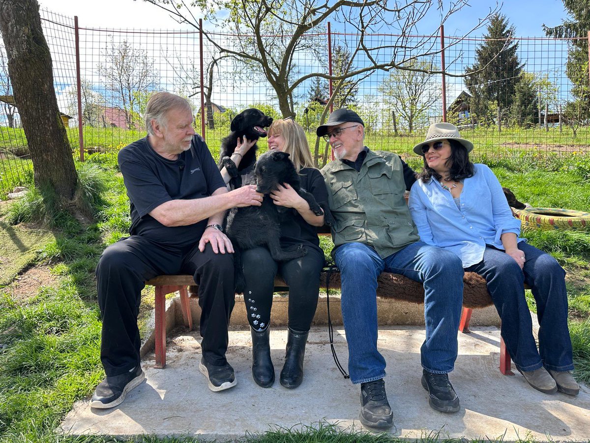 SavingStraysUK's tweet photo. So much love in these photographs, moments time of our trip recently with our incredible patrons @rickwakemanmusic @peter.j.egan and Rachel Wakeman and our Co Chairs @mariaslough_  and Peter 🐾🐾🐾 #team https://t.co/92Cv0R4HR9