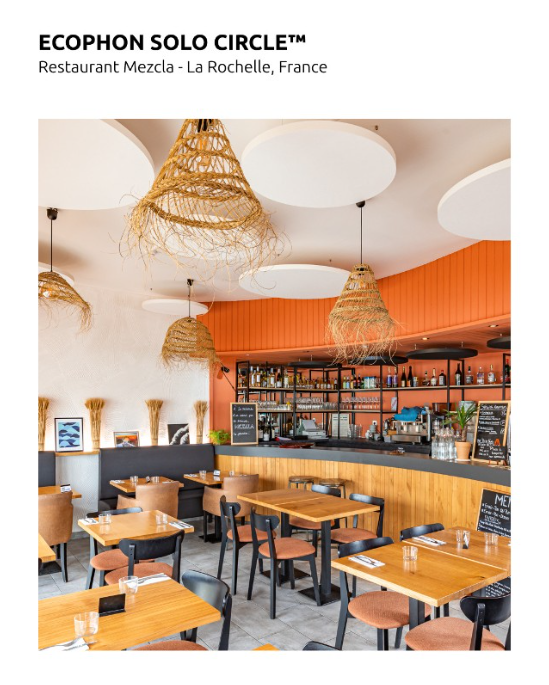 saintgobain's tweet photo. [#MardiConseil]
🔇Dans un restaurant, l’expérience client passe aussi par le confort acoustique.
🍽️À La Rochelle, le restaurant Mezcla a amélioré son ambiance sonore grâce aux solutions @EcophonFR et à ses îlots acoustiques Ecophon Solo Circle™. https://t.co/Vk9KFNeai5