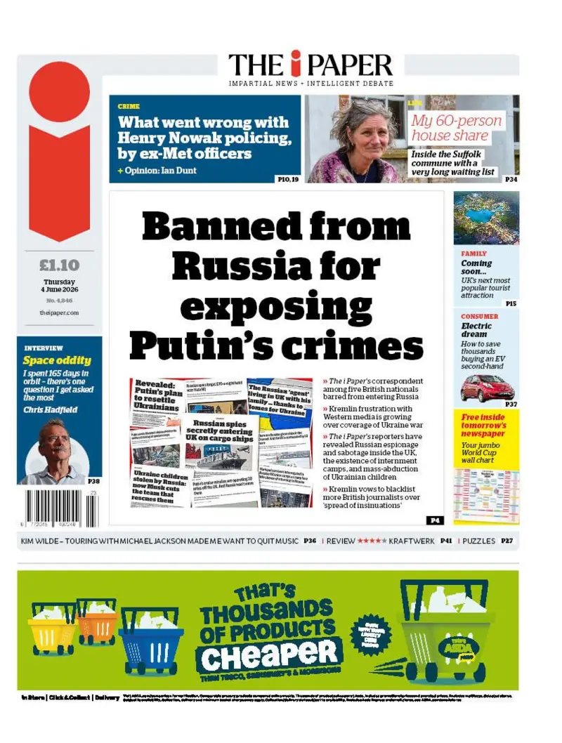 HugoGye's tweet photo. The Putin regime is running scared of my old colleagues at @theipaper and particularly @Richard_AHolmes, who has been banned from entering Russia in retribution for his reporting https://t.co/ZRUd8Ryqq2