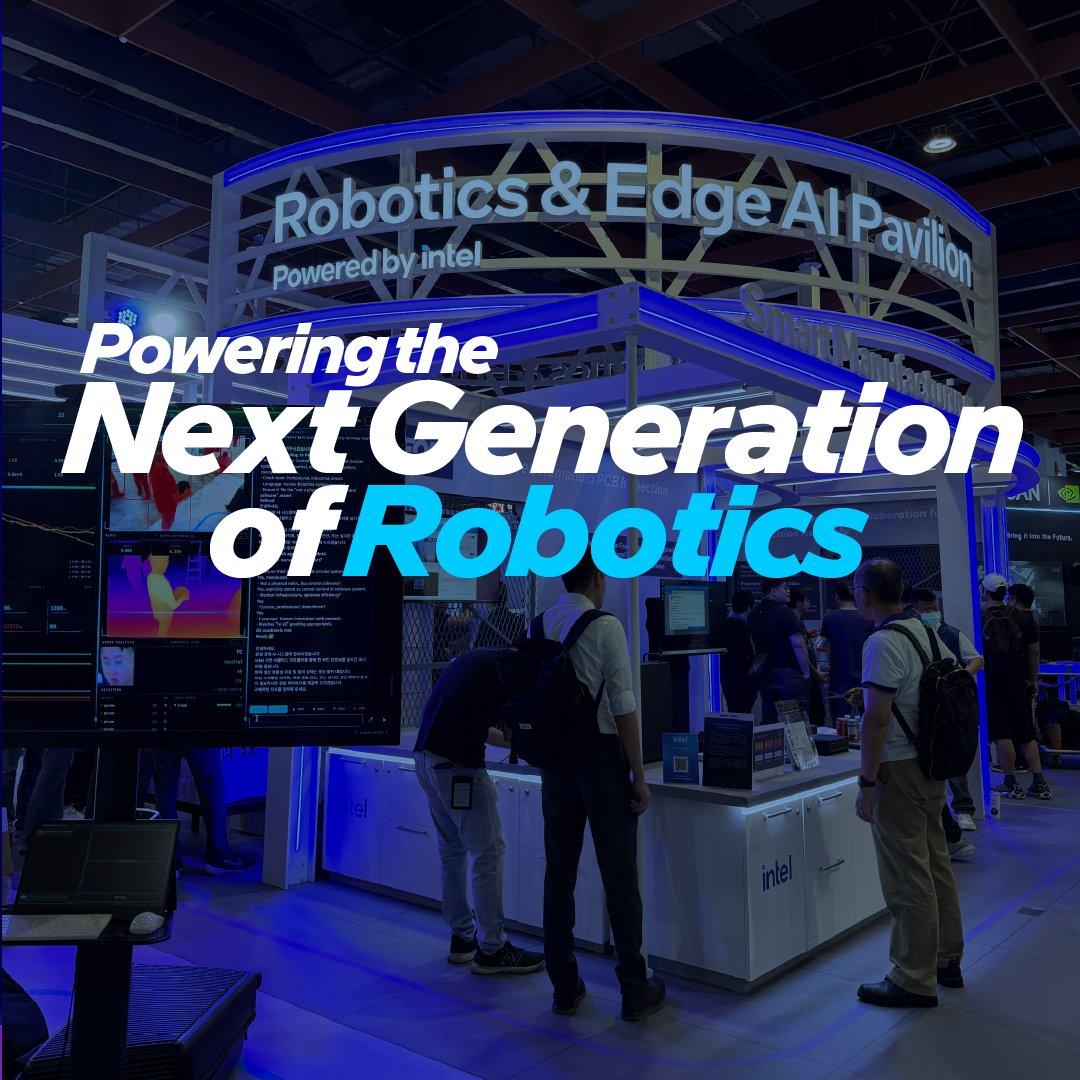 intelkorea's tweet photo. 이제 시작되는 로보틱스의 새로운 시대
보고, 판단하고, 행동하는 AI🤖

Intel Core Ultra 프로세서와 OpenVINO 기반의
차세대 로보틱스 솔루션

Intel과 함께 진화하는 로보틱스를 만나보세요!

#인텔 #intel #IntelAI #AI #Robotics #EdgeAI #OpenVINO #IntelCoreUltra #DCAI #Intelinside https://t.co/L8W3O3MGjr