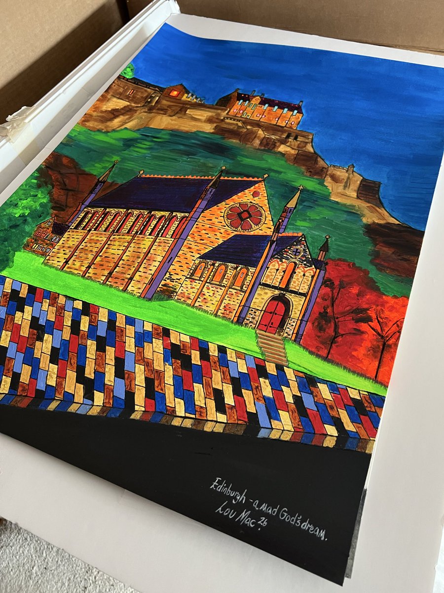 InkyplotsArt's tweet photo. If the wind dies down a little, I hope to give the big commission its first varnish. Painting 3 of 3. 
#bespoke #edinburgh #art https://t.co/YB7a6q6VU3