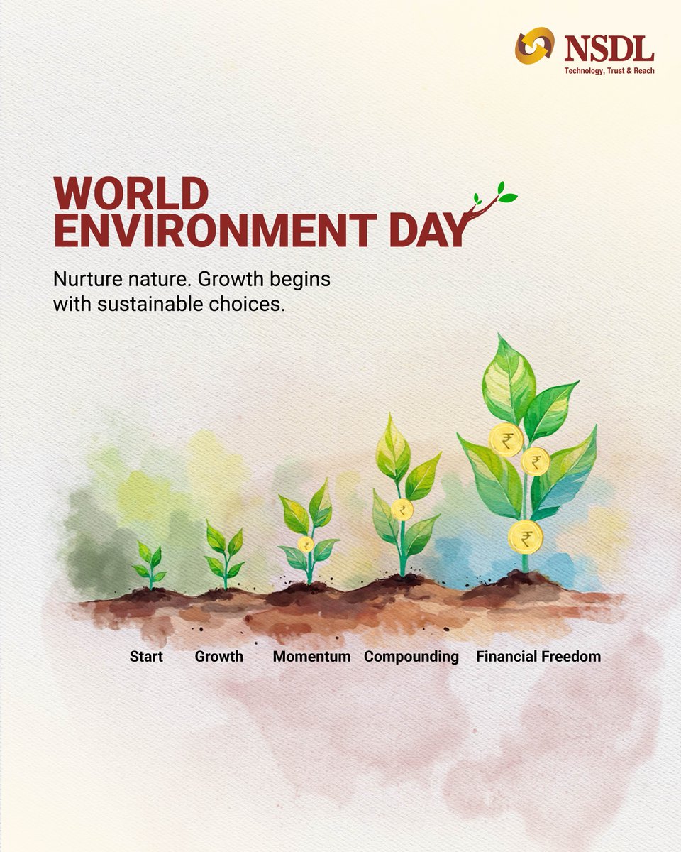 NSDL_Depository's tweet photo. Building a sustainable future starts with the choices we make today, and World Environment Day is a reminder of the impact these decisions can have over time.

#WorldEnvironmentDay #SustainableLiving #FutureReady #Impact https://t.co/FBK6XtdTmK