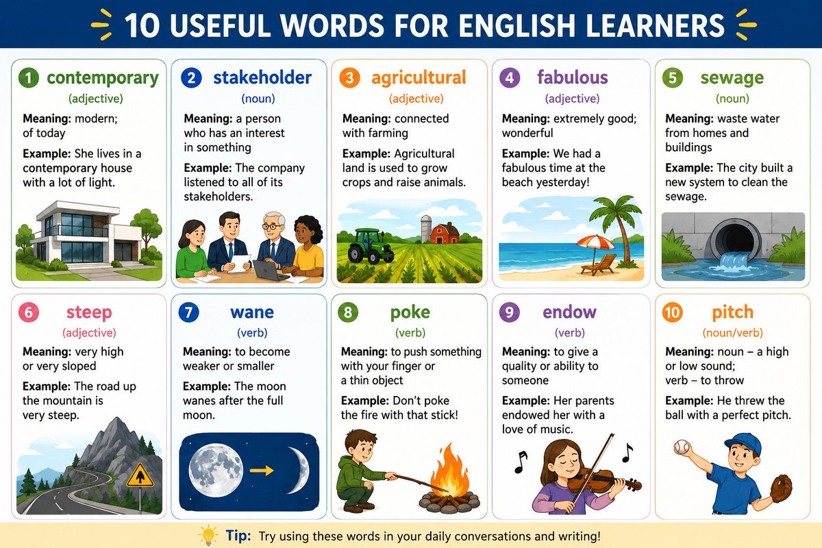 Microlearningen's tweet photo. 10 Useful Words: https://t.co/pgWfGMVt0v