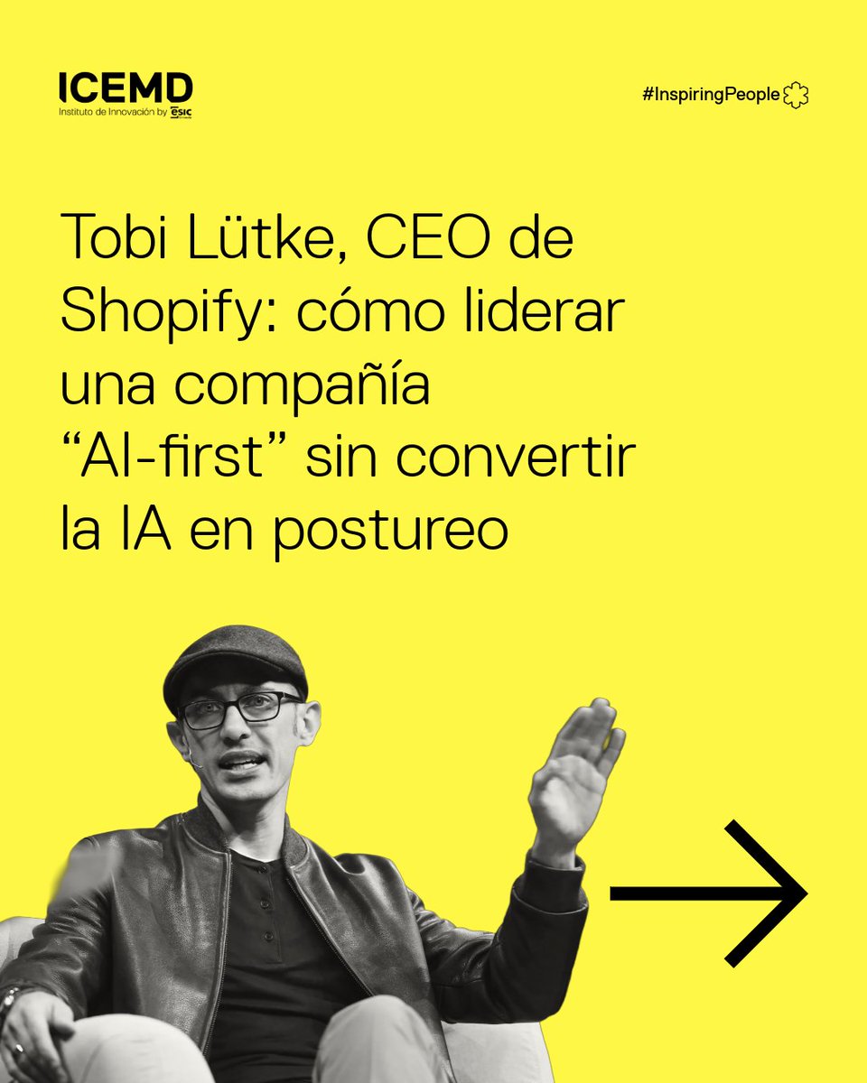 icemd's tweet photo. “La IA no es opcional. Es expectativa.”

Tobi Lütke lo resume así:
👉 Antes de pedir más recursos, demuestra que la IA no puede hacerlo
El cambio real:
de usar IA → a trabajar de forma AI-first

💡 La ventaja está en cómo decides, no en cuánto produces
https://t.co/oSxc8QL5sB https://t.co/wpv16yG090