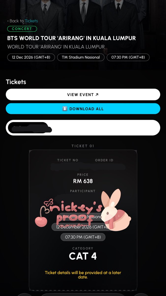 queuebynickey's tweet photo. ˚ ༘ 🗝️ SECURED: 2 TIX CAT 4˚ ⊹

𐙚 BTS in Kuala Lumpur Live Nation Presale

 ⋆.ೃ࿔*:･ to belong queuebynickey https://t.co/1FMzglIy6W