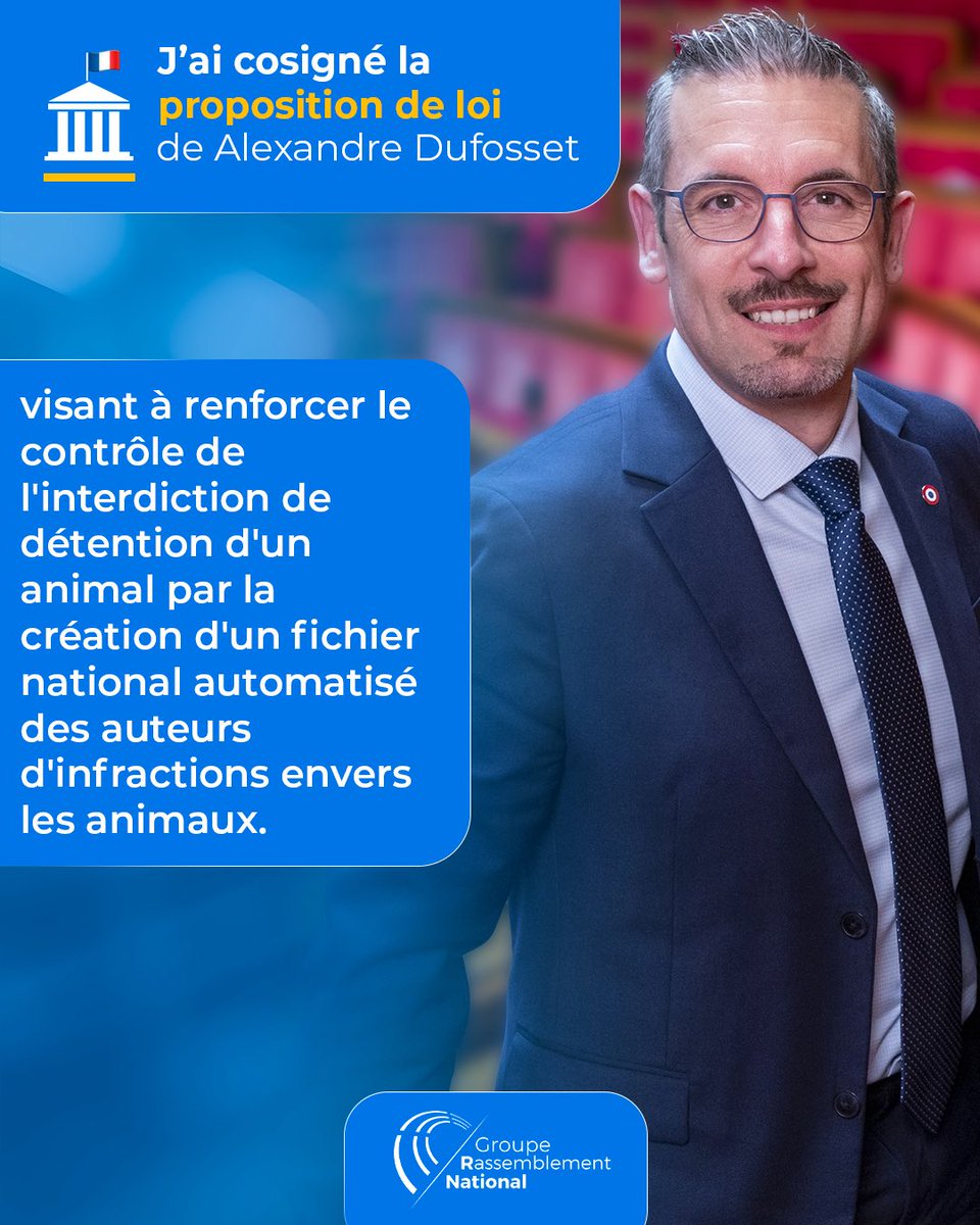 TribuianiCyril's tweet photo. 🐾 J’ai cosigné une proposition de loi de mon collègue @AlexandreDfss pour créer un fichier national des auteurs de maltraitance animale.

🇫🇷 Protéger les animaux, empêcher la récidive et faire respecter les décisions de justice. https://t.co/thKKoEUOgQ