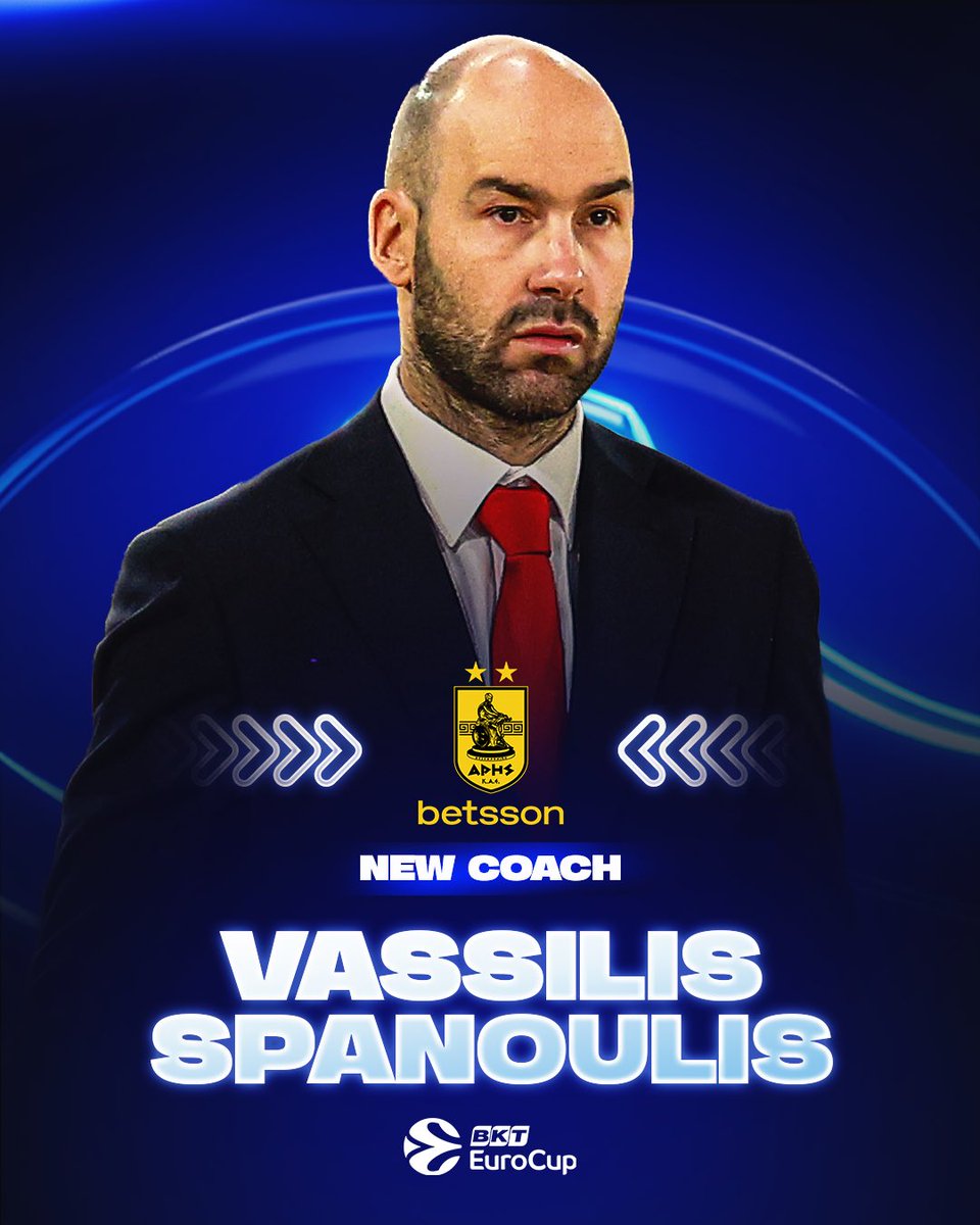 EuroCup's tweet photo. A new chapter begins 🟡⚫️ 

Vassilis Spanoulis is the new coach of @ARISBCgr ✍️ https://t.co/sf8SVPGJn7