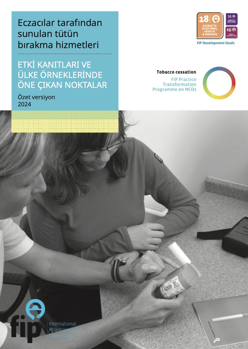 FIP_org's tweet photo. 35 ülkeden elde edilen etki verilerini ve öne çıkan noktaları bir araya getiren FIP’nin eczacılar tarafından yürütülen sigara bırakma hizmetleri raporu, artık Türkçe olarak da okuyucuların erişimine sunulmuştur: https://t.co/H8aN9DByMn. @tebkurumsal https://t.co/sxJCrNhjmo