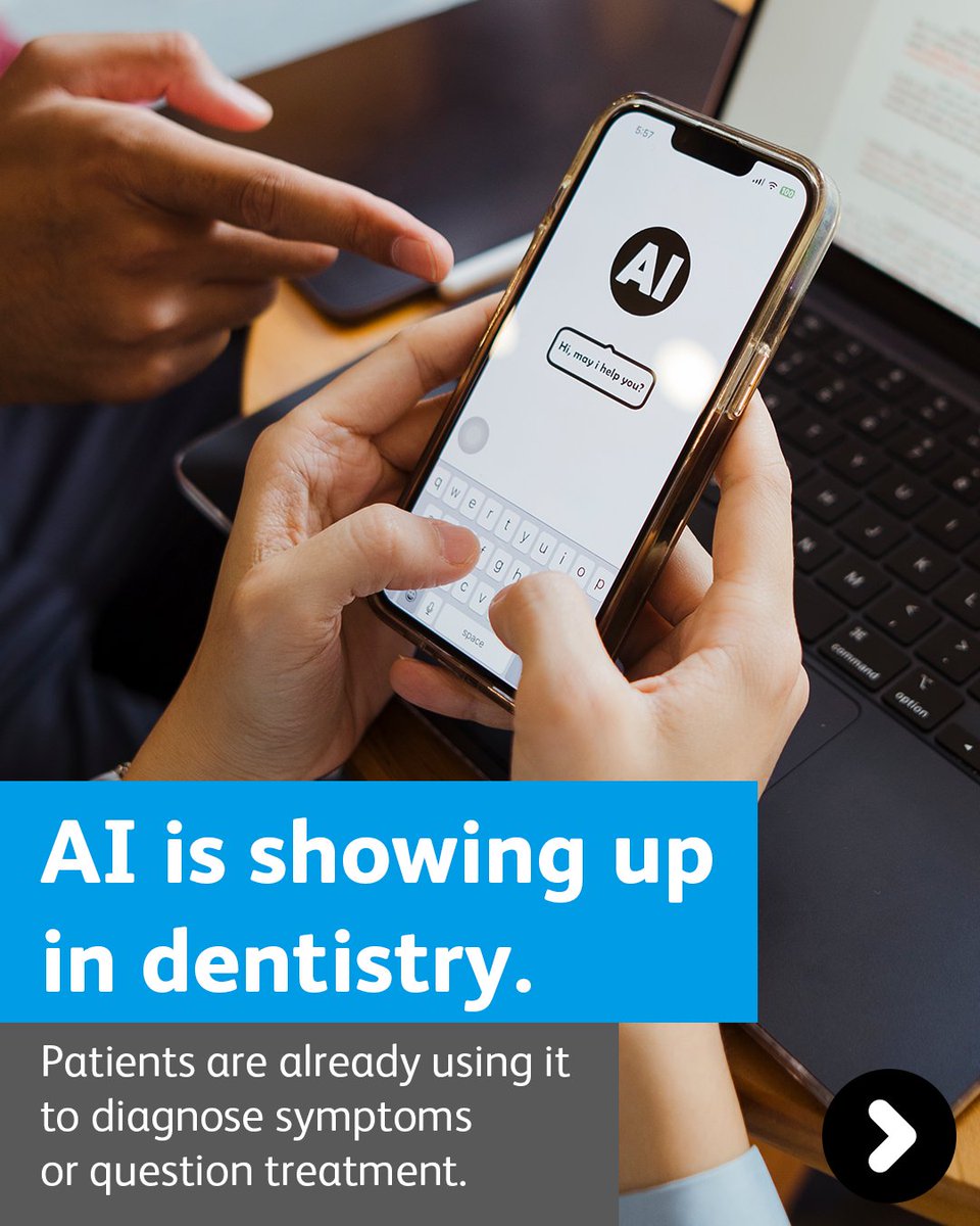 TheBDA's tweet photo. Thinking about using AI in your dental practice? 
  
From patient data to decision-making, be clear on your responsibilities. Our advice sets out what to consider so you can use AI with confidence and stay protected. https://t.co/1Wbt8sWRk8