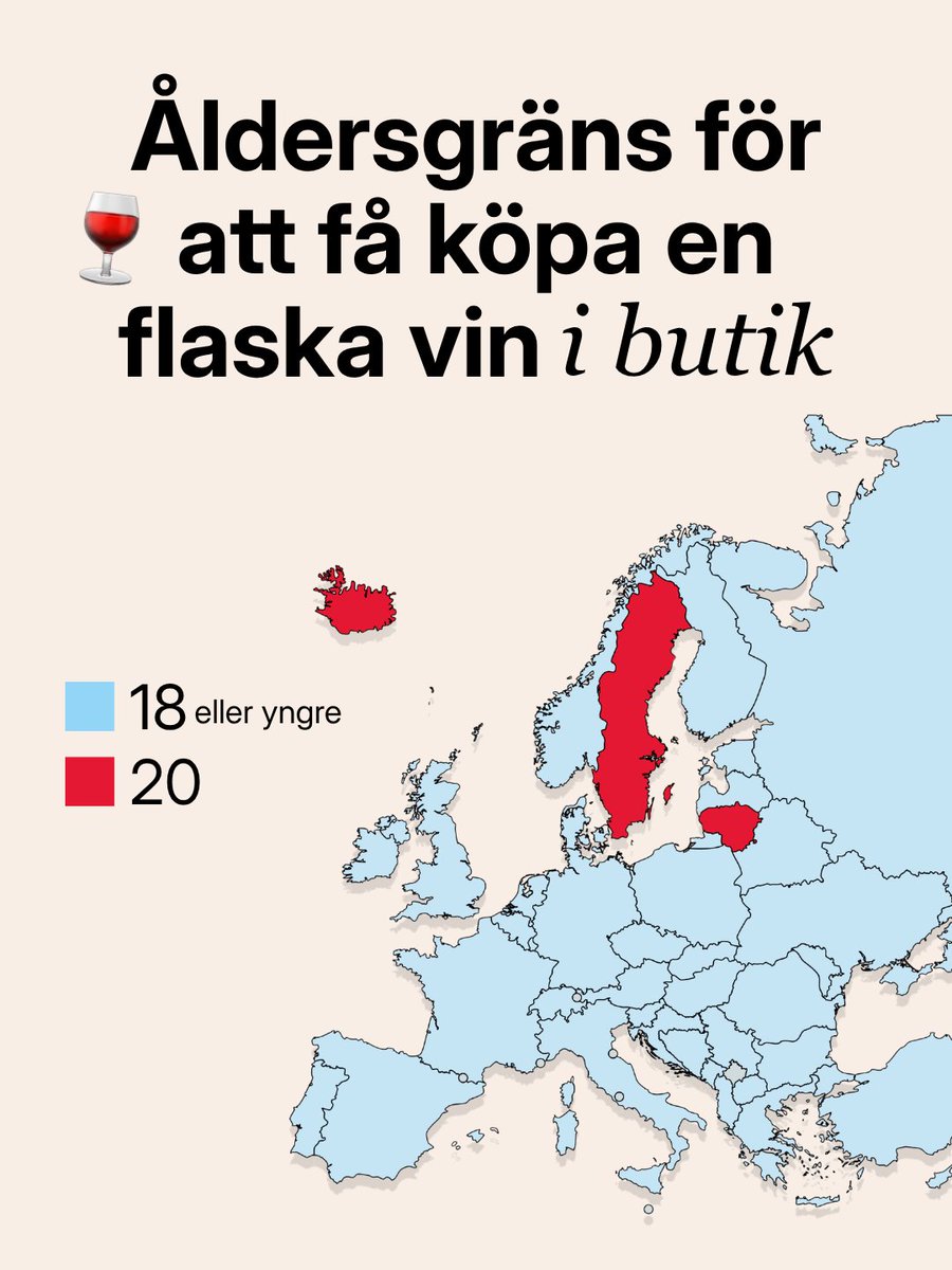 moderaterna's tweet photo. Sverige är ett av tre länder i hela Europa med 20 som åldersgräns för att köpa öl eller vin i butik. Det vill vi ändra på.

Idag presenterar Moderaterna ett nytt vallöfte: 18-åringar ska få handla dryck på Systembolaget med upp till 22 % alkohol.

Är man gammal nog att rösta, köra bil och gifta sig så ska man också kunna köpa en flaska vin med sig hem från Systembolaget.

Ansvarsfulla myndiga personer som gör rätt för sig ska också behandlas som vuxna av samhället.
