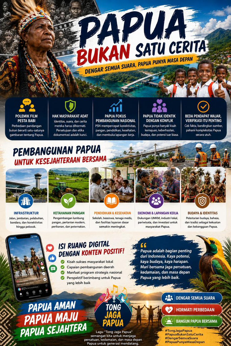 treesicia's tweet photo. Narasi melebih lebihkan akan memperburuk keadaan. Papua aman kok
Tong Jaga Papua https://t.co/Zv9gBRQepo