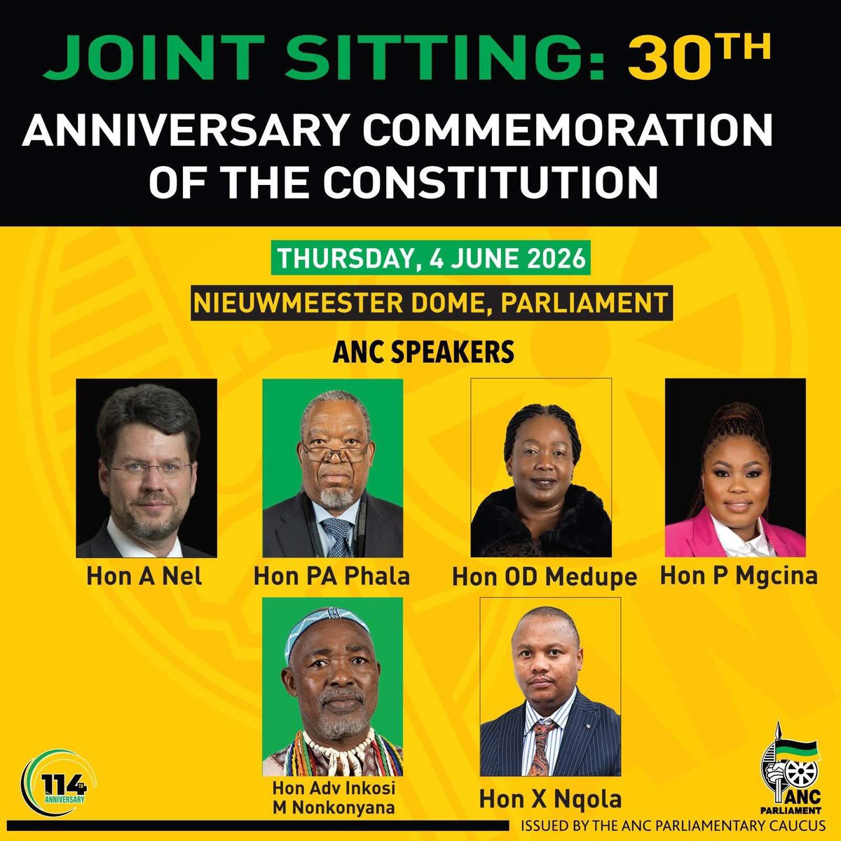 ANCECape's tweet photo. A Joint Sitting of the National Assembly and the National Council of Provinces is underway in commemoration of the 30th anniversary of the Constitution.

Watch: https://t.co/7UHoTMtZ0E 

#Constitution30th https://t.co/dWCX9ORi2H