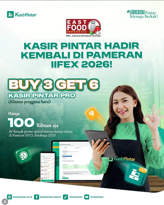 KasirPintar's tweet photo. 📢 SURABAYA, KAMI HADIR KEMBALI!
Kasir Pintar bakal hadir di Pameran IIFEX Surabaya 🎉
📍 Lantai LG, Grand City Surabaya
📌 Booth A023
🗓️ 18–21 Juni 2026 | 10.00–18.00 WIB

Ada banyak kejutan nunggu kamu

https://t.co/BaChzkOuCB
(GRATIS registrasi sebelum 15 Juni 2026) https://t.co/W8vNUtJ5Ug