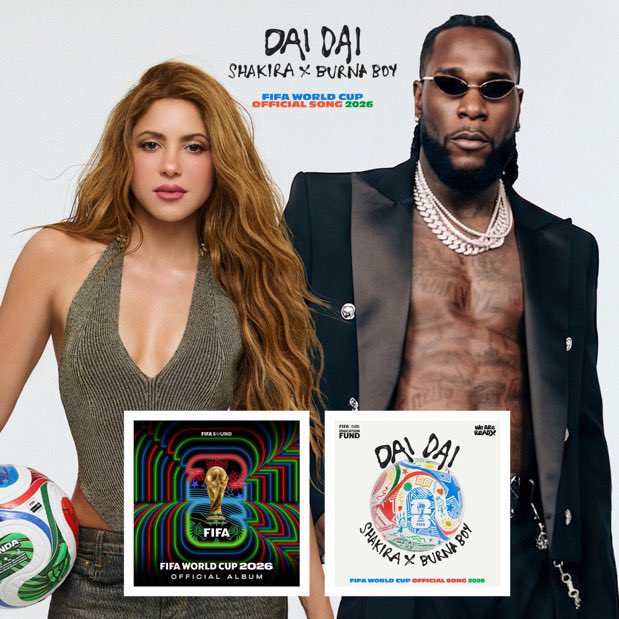 TheePopCore's tweet photo. Shakira &amp; Burna Boy’s “Dai Dai” becomes the first official 2026 FIFA World Cup song to reach 1 MILLION TikTok posts. https://t.co/S1PfDyd6N5