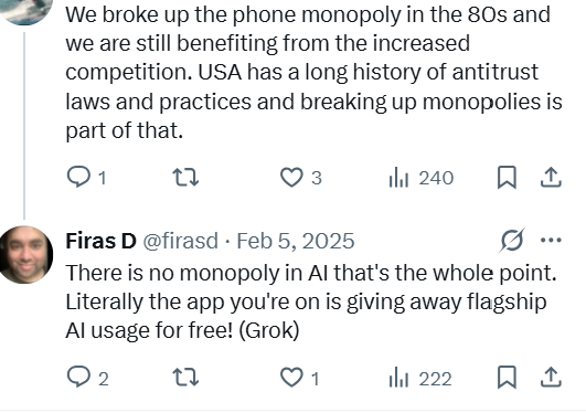 firasd's tweet photo. @Noahpinion Lina Khan reacting to DeepSeek 1.5yrs ago by writing in the NYT that there's not enough competition among American tech firms is the ad absurdum example of how the movement had decayed into thought terminating cliches https://t.co/oWujyBpDDd