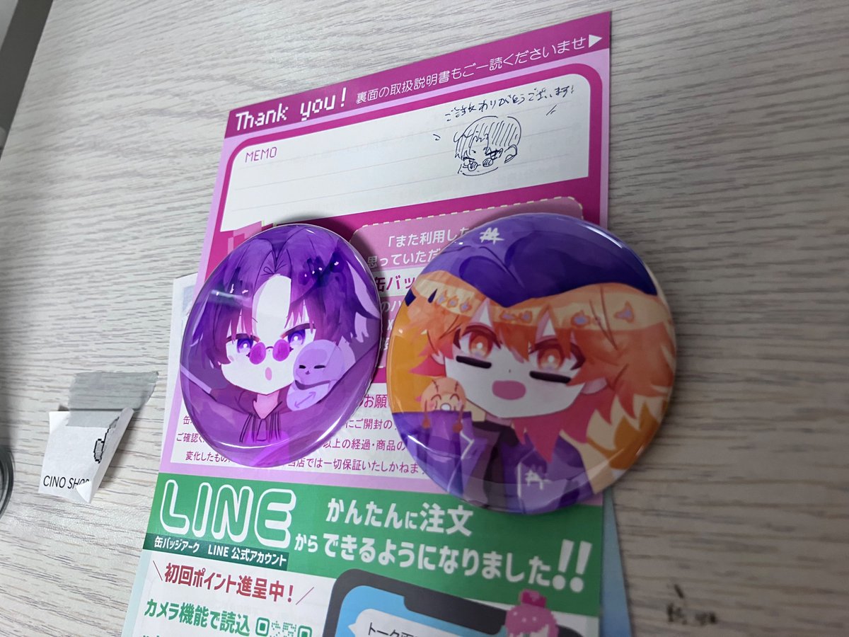 honob2_'s tweet photo. 缶バッジアーク様で注文していたものが届きました！
初めて自作グッズを作ったのですが発色が良くて思った以上の仕上がり…！イラストも可愛いです！
何から何までありがとうございます！また利用させてください！
#缶バッジアーク届いたよ https://t.co/7hRjMJ0N4Y