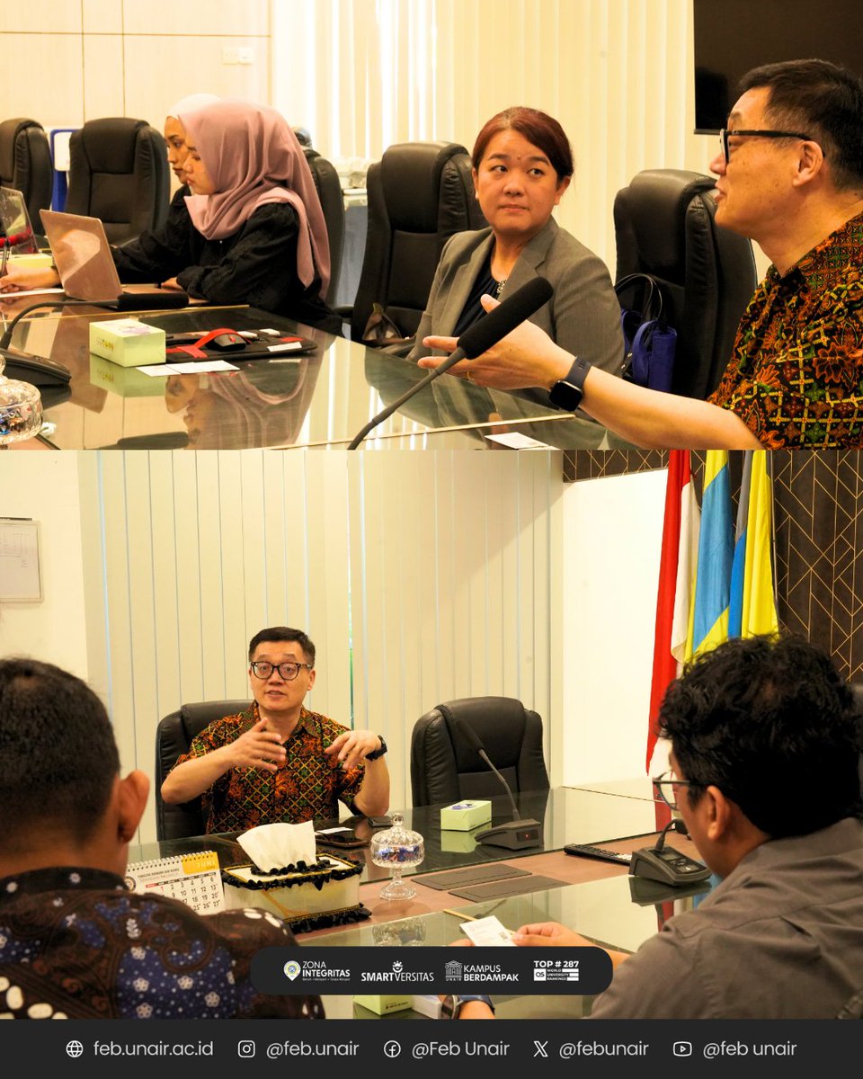 febunair's tweet photo. Fakultas Ekonomi dan Bisnis Universitas Airlangga (FEB UNAIR) melalui Departemen Manajemen menerima kunjungan delegasi Xiamen University Malaysia dalam agenda Strategic Meeting yang berlangsung di Ruang Rapim ABC FEB UNAIR, (4/6/2026). https://t.co/bYMoELhKgW