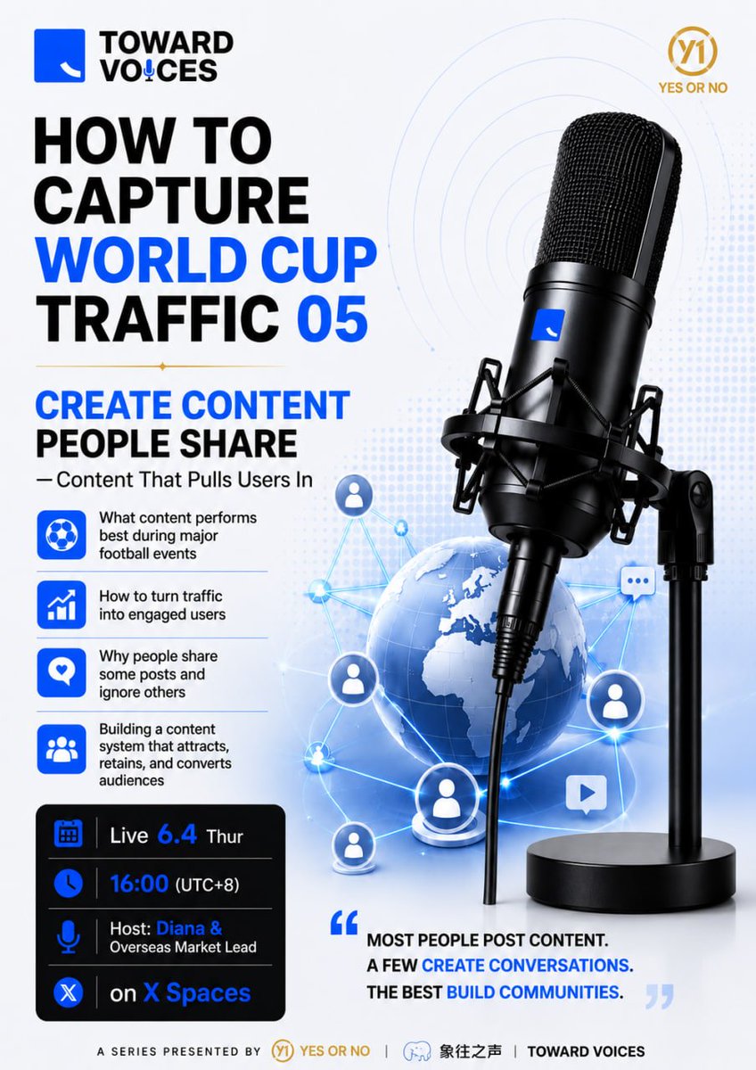 towardvoice's tweet photo. Today we will talk about：
⚽️ What content performs best during major football events
📈 How to turn traffic into engaged users
💡 Why people share some posts and ignore others
🌍 Building a content system that attracts, retains, and converts audiences https://t.co/bNlEhXdgER