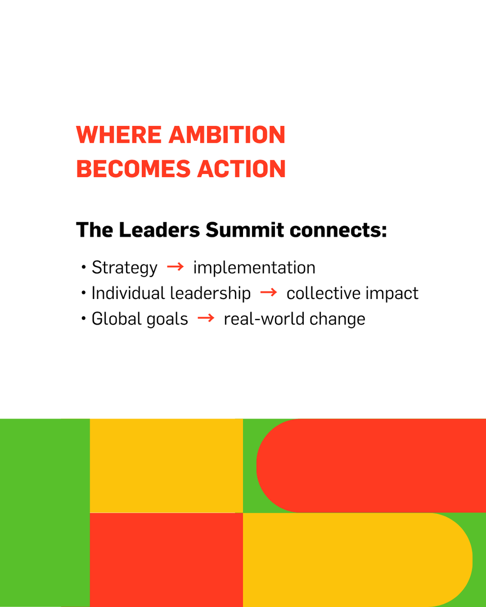 globalcompact's tweet photo. The Leaders Summit is where real-world results take shape, leaders share what works, align on solutions and commit to action.

Day 1 builds credible, value-driven leadership.
Day 2 drives partnerships and system change to scale impact.

Register now: https://t.co/SvgQJzK405 https://t.co/8IGwsldy8D