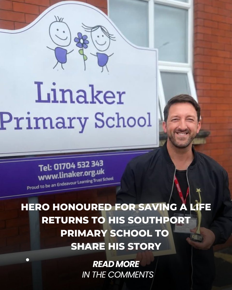 scousescene's tweet photo. A Southport man who was recognised for his extraordinary bravery at the Grand Pride of Sefton Awards has returned to his former primary school to inspire the next generation. https://t.co/OMr0eCzcJw