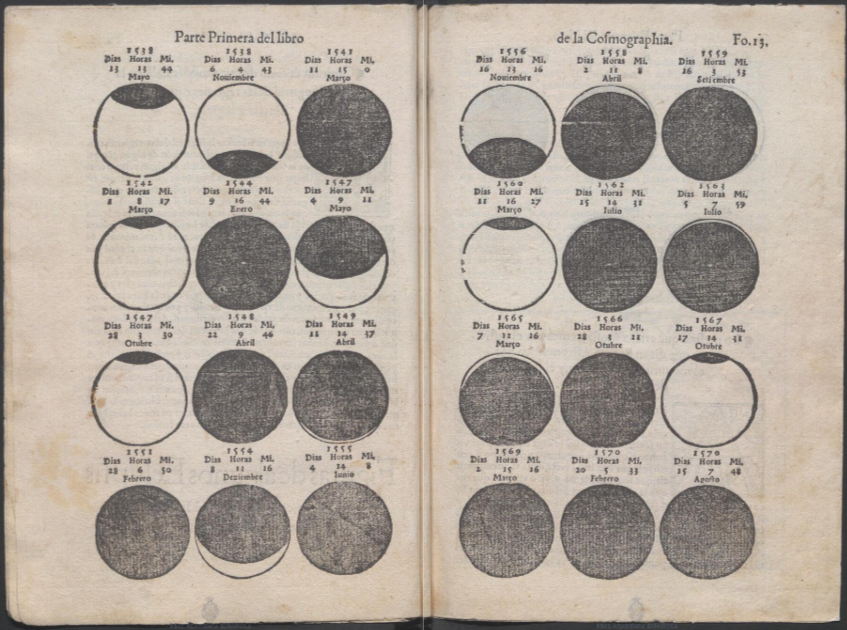 RAEinforma's tweet photo. 🌘 La fascinación por los eclipses no es solo cosa del presente.

En el siglo XVI el humanista alemán Pedro Apiano publicó el «Libro de la Cosmographia», en el que, mediante cálculos matemáticos, describió el mundo. La Biblioteca de la RAE custodia un valioso ejemplar de 1548: https://t.co/VWTlUovbah.