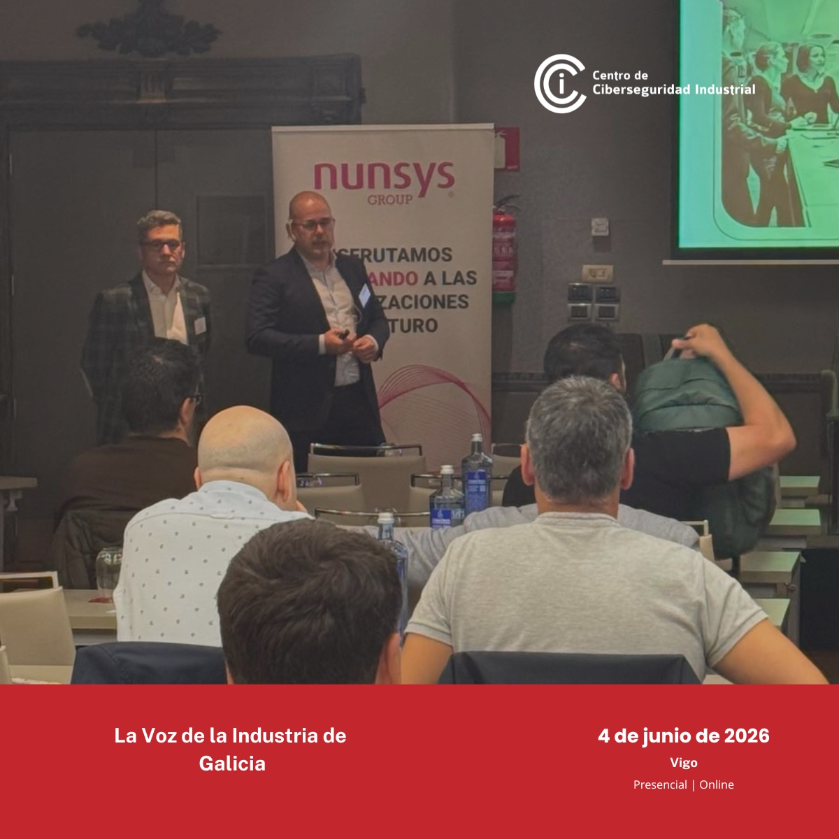 info_CCI's tweet photo. Continuamos la agenda preparada para hoy en La Voz de la Industria de Galicia 2026.

Jose Luis Jimenez y Alberto Docampo, representando a  NUNSYS, acaban de impartir la ponencia «Ciberinteligencia en Planta: Protegiendo los sistemas industriales de soporte a decisión, SOC OT #IA»
👇Sigue la agenda evento aquí 🔗 https://t.co/Va3G0HC2kZ