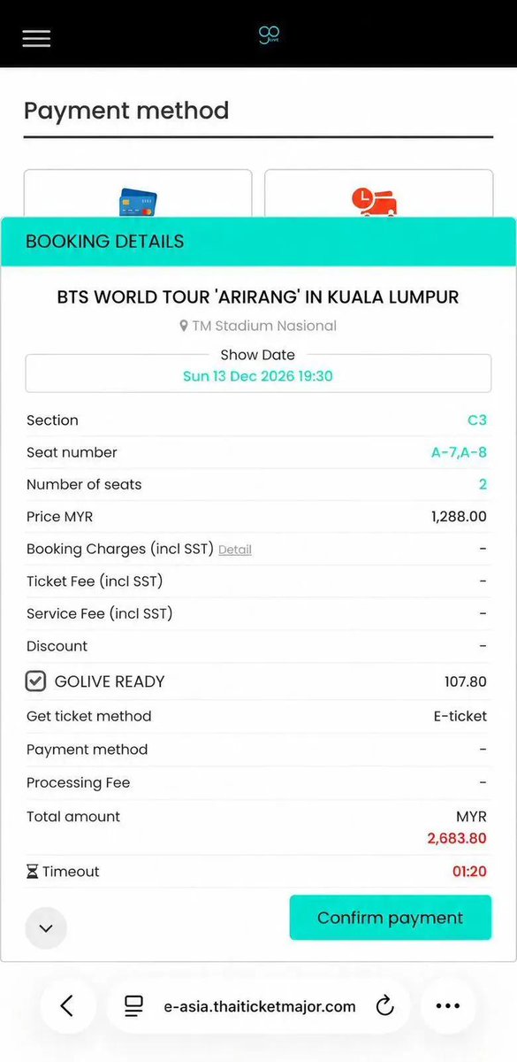 sharentae's tweet photo. BTS WORLD TOUR 'ARIRANG' – KUALA LUMPUR
2X CAT 2 Kuala Lumpur, Malaysia 
🏟️Bukit Jalil
📅 12 December
https://t.co/OyQEuN45cK
#BTS #BTSARIRANG #BTSWorldTour #BTSKualaLumpur #KualaLumpur #Malaysia #ARMY #Bangtan #BTSTickets #KpopTickets #BTSConcert #BTS2026 #ARIRANGTour #BTSKL https://t.co/xfsLLquqSw