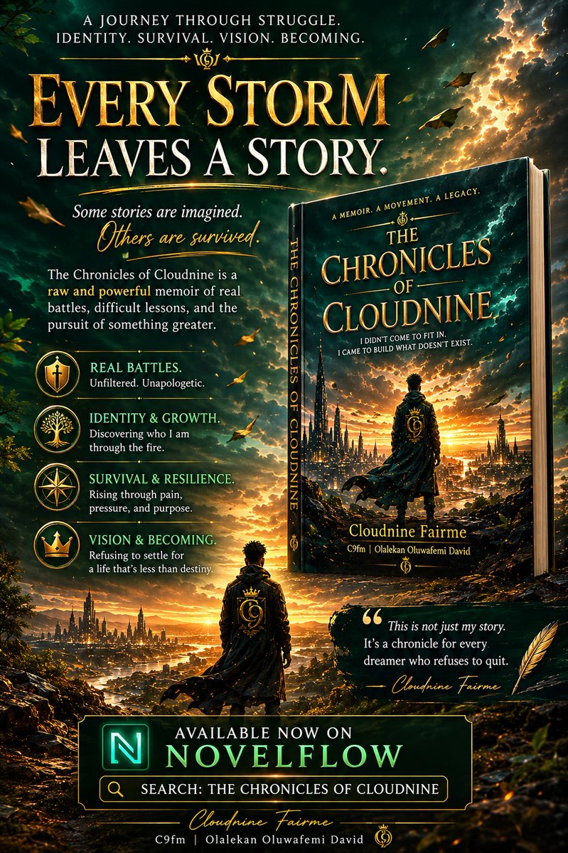 Cloudninefairm1's tweet photo. A journey through struggle, identity, survival, vision, and becoming.
Available now on #Novelflow
Download #Novelflow on #AppleStore or #GooglePlayStore
Search: THE CHRONICLES OF CLOUDNINE https://t.co/aybZY5vhg3