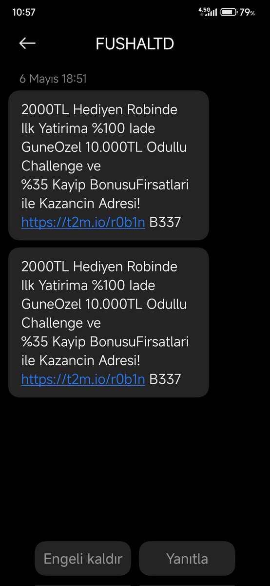 abakava's tweet photo. @BTKgovtr @EmniyetGM  bu bahis siteleri iyice çıtayı  yükseltti sms ler başlıklı geliyor maşallah. Meydan boş demekki kurumları göreve davet ediyorum at kosturacak alan bulmuşlar belliki https://t.co/olEcRSVFZJ